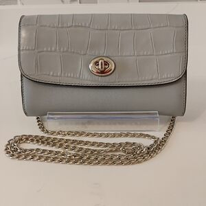 EUC Coach Crossbody - Gray Croc-Embossed with SHW